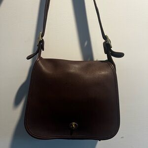 Rare!! Vintage Leather Coach Stewardess Handbag Chocolate Brown 9525 (1996)